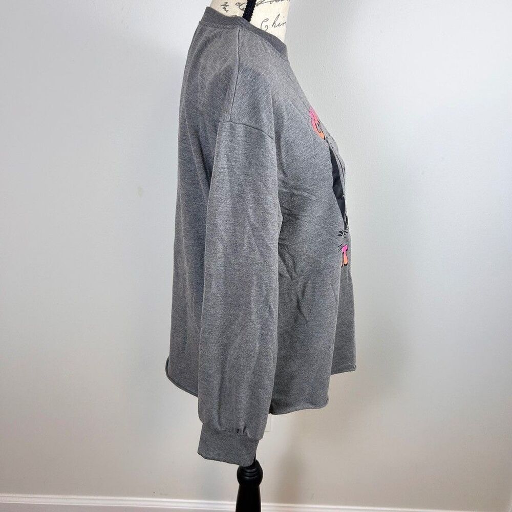 Shein Can I Pet That Dog Skeleton Sweatshirt Womens Medium Gray Halloween Crew - Picture 6 of 8